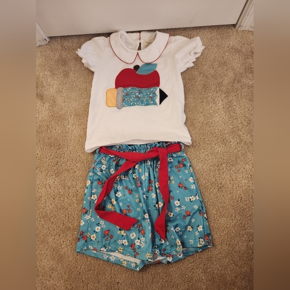 Marie Nicole 2 Piece Outfit Set Back To School Blue Shorts Top Size 3XL 7t #H295
